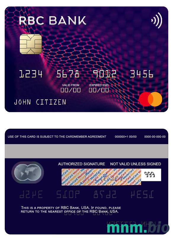 USA RBC Bank przykład karty mastercard w formacie PSD